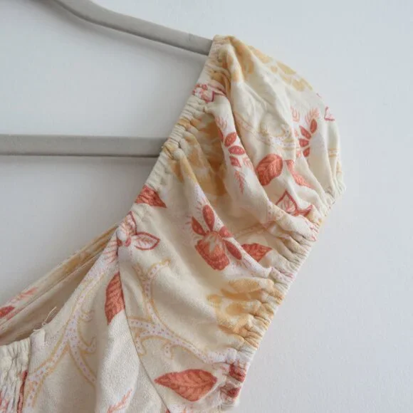 FREE PEOPLE La Bamba Babydoll Top in Tea Combo Floral Boho Handkerchief Y2K XS - Picture 12 of 15